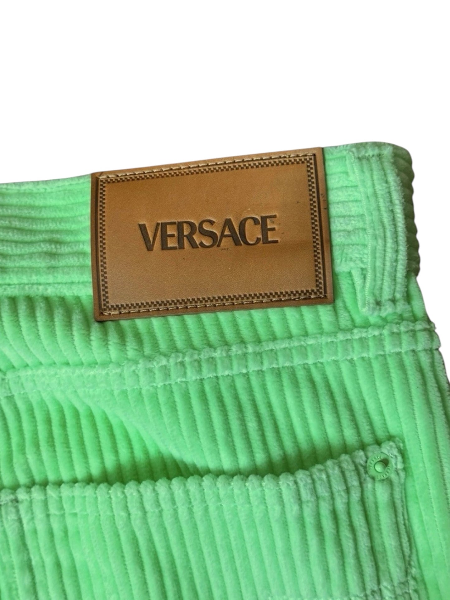 Pantaloni Versace in velluto a coste verde lime - Made in
Italy - Taglia 32