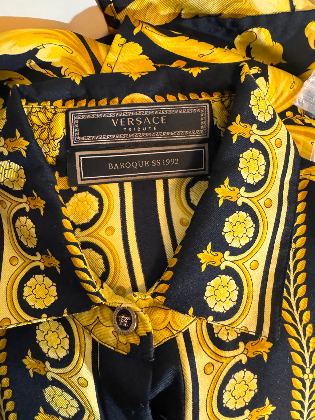 Abito camicia Versace Tribute Baroque SS 1992 seta nera oro tg 36 — foto 2