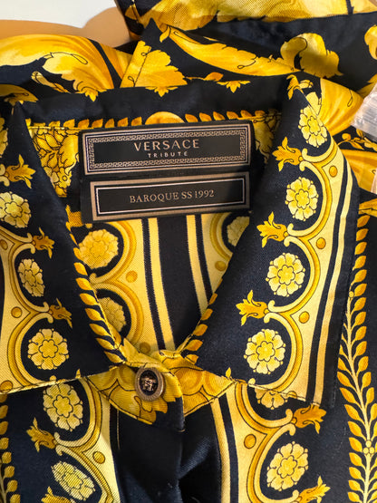 Abito camicia Versace Tribute Baroque SS 1992 seta nera oro tg 36 — foto 2