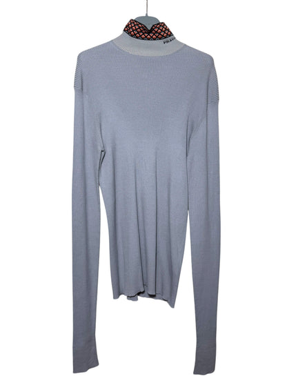 Prada Maglia Uomo Collo Alto Grigio Cotone 100% Tg. 48 Made in Italy