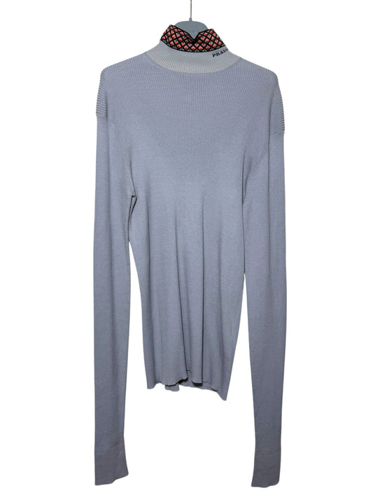 Prada Maglia Uomo Collo Alto Grigio Cotone 100% Tg. 48 Made in Italy