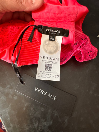 Reggiseno Versace fucsia in raso e pizzo Made in Italy - 3B — foto 9