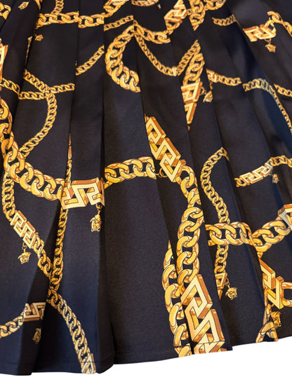 Gonna Plissé Versace Originale Taglia 38 - Motivo Catene Oro - Made in Italy