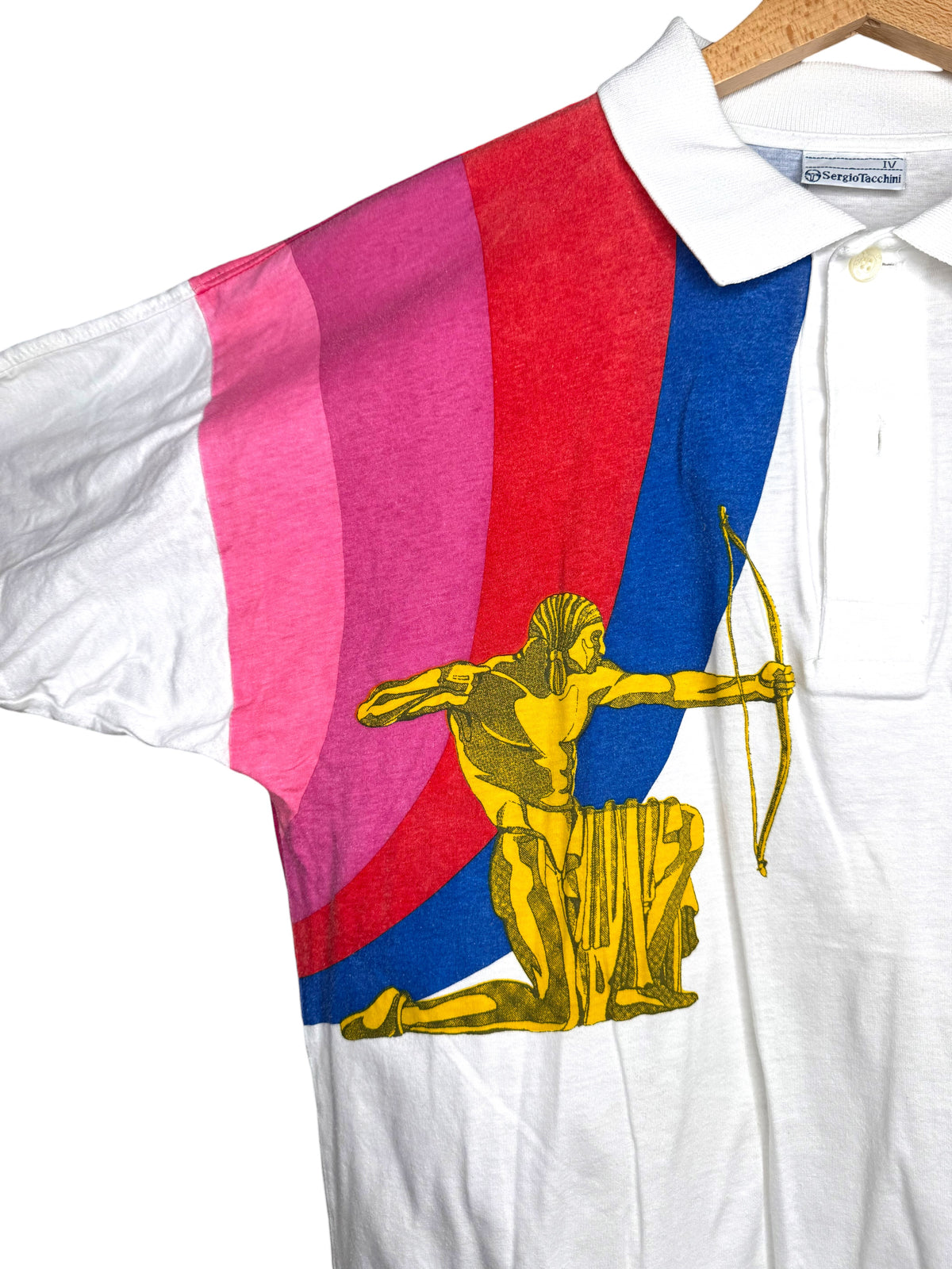 Sergio Tacchini polo vintage anni 80 arciere multicolor taglia M