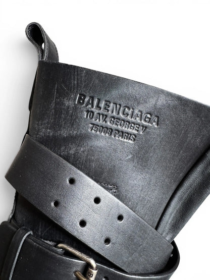 Balenciaga Venom Boot biker pelle nera distressed - taglia 42