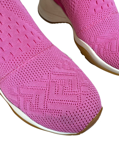 FENDI - Sneakers Sock in Tessuto Stretch Rosa con Logo FF
