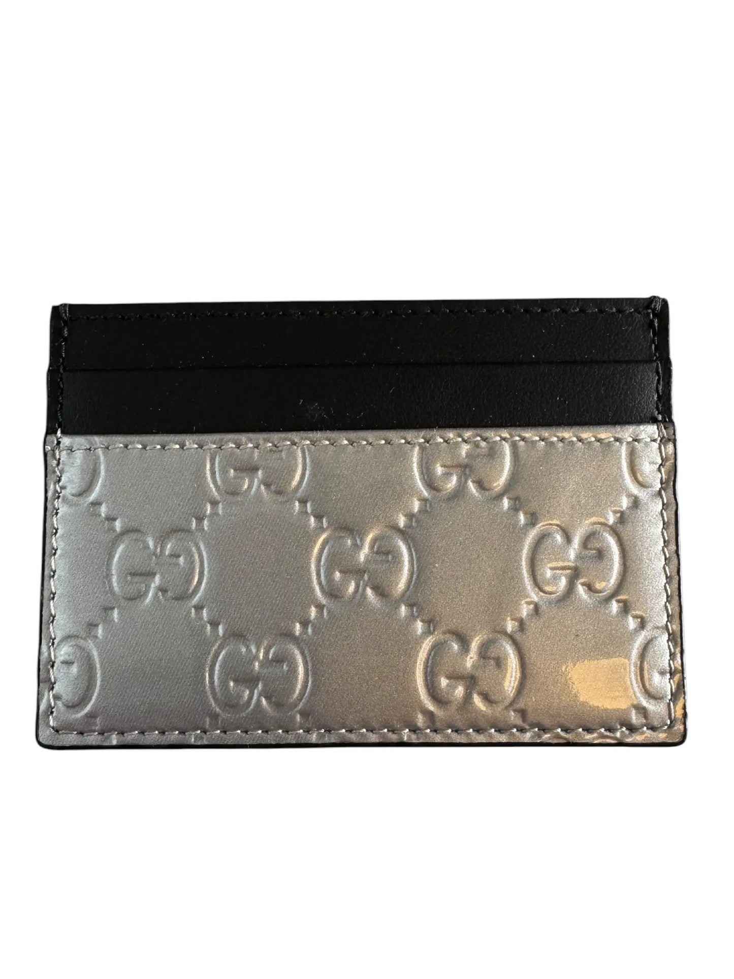 Gucci porta carte GG embossato argento pelle - senza scatola