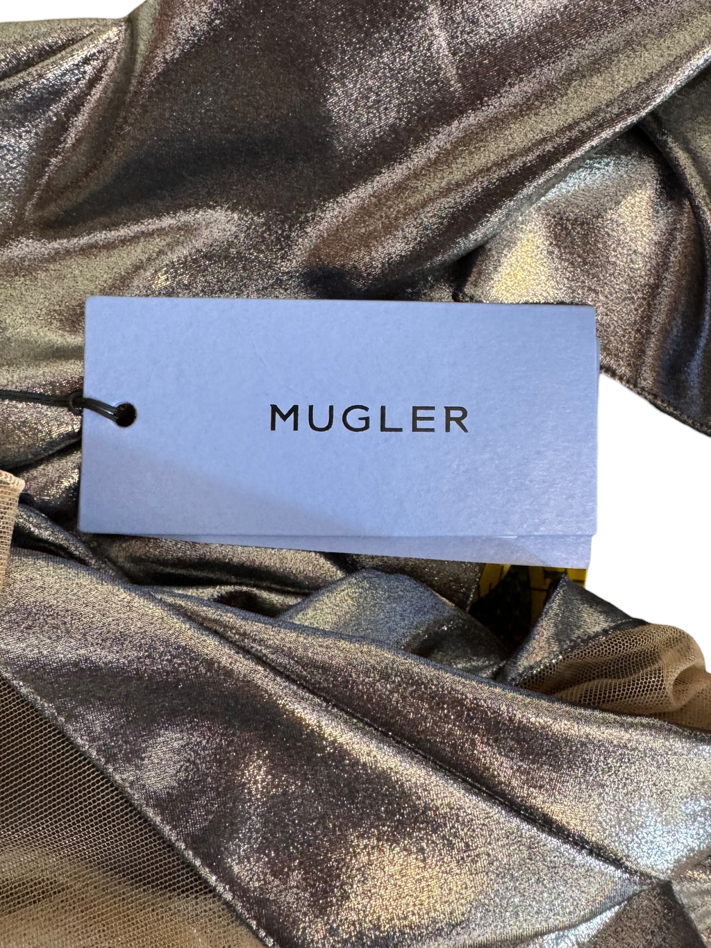 Mugler abito mini asimmetrico chrome silver, taglia 32 FR (36 IT – XXS) — foto 8