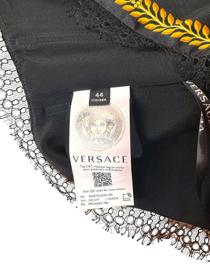 Versace top bustier seta Baroque Heritage nero oro pizzo tg 44 nuovo