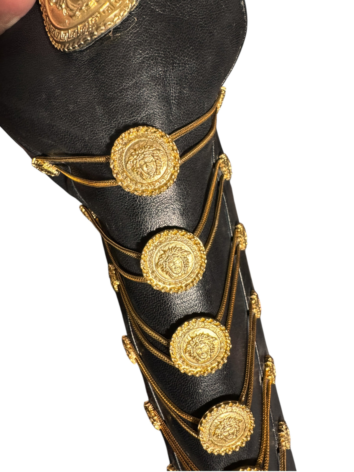 Stivali Gianni Versace Couture FW 1993 Medusa Leather Boots 38.5 Vintage — foto 7