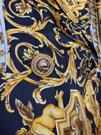 Gianni Versace Couture Blazer Vintage Anni ‘90 Barocco in Seta Donna IT 42