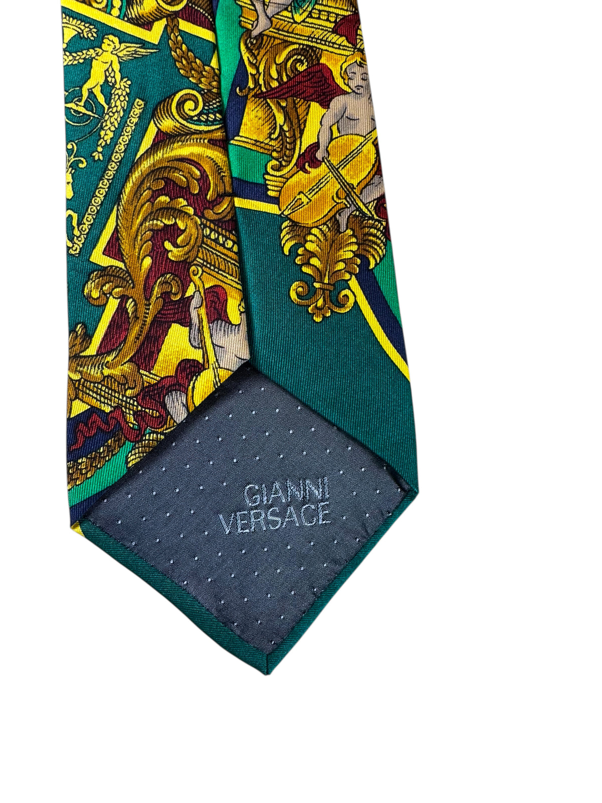 Cravatta Vintage Gianni Versace – Stampa Barocca con Angeli – 100% Seta Made in Italy — foto 7