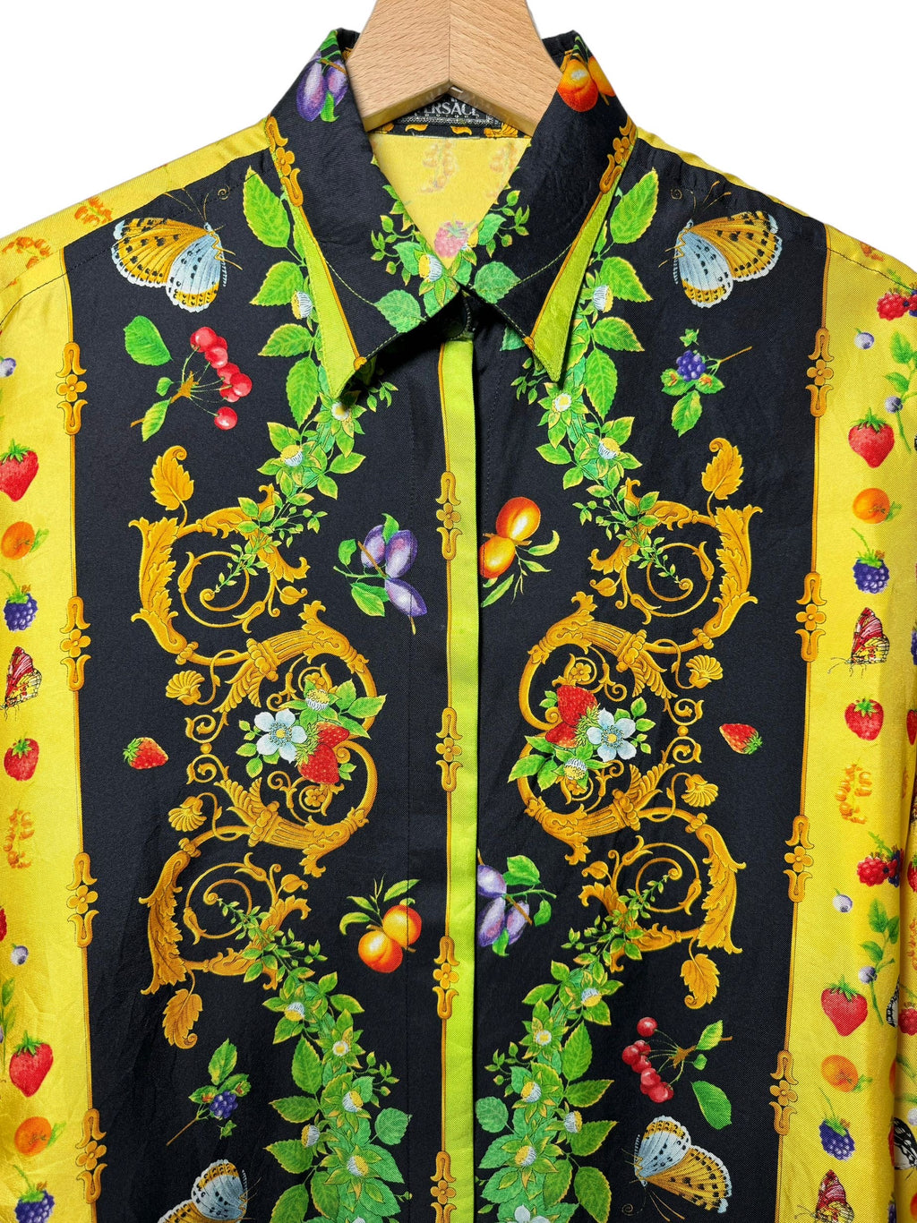 Gianni Versace camicia vintage donna stampa frutta e farfalle seta — foto 2