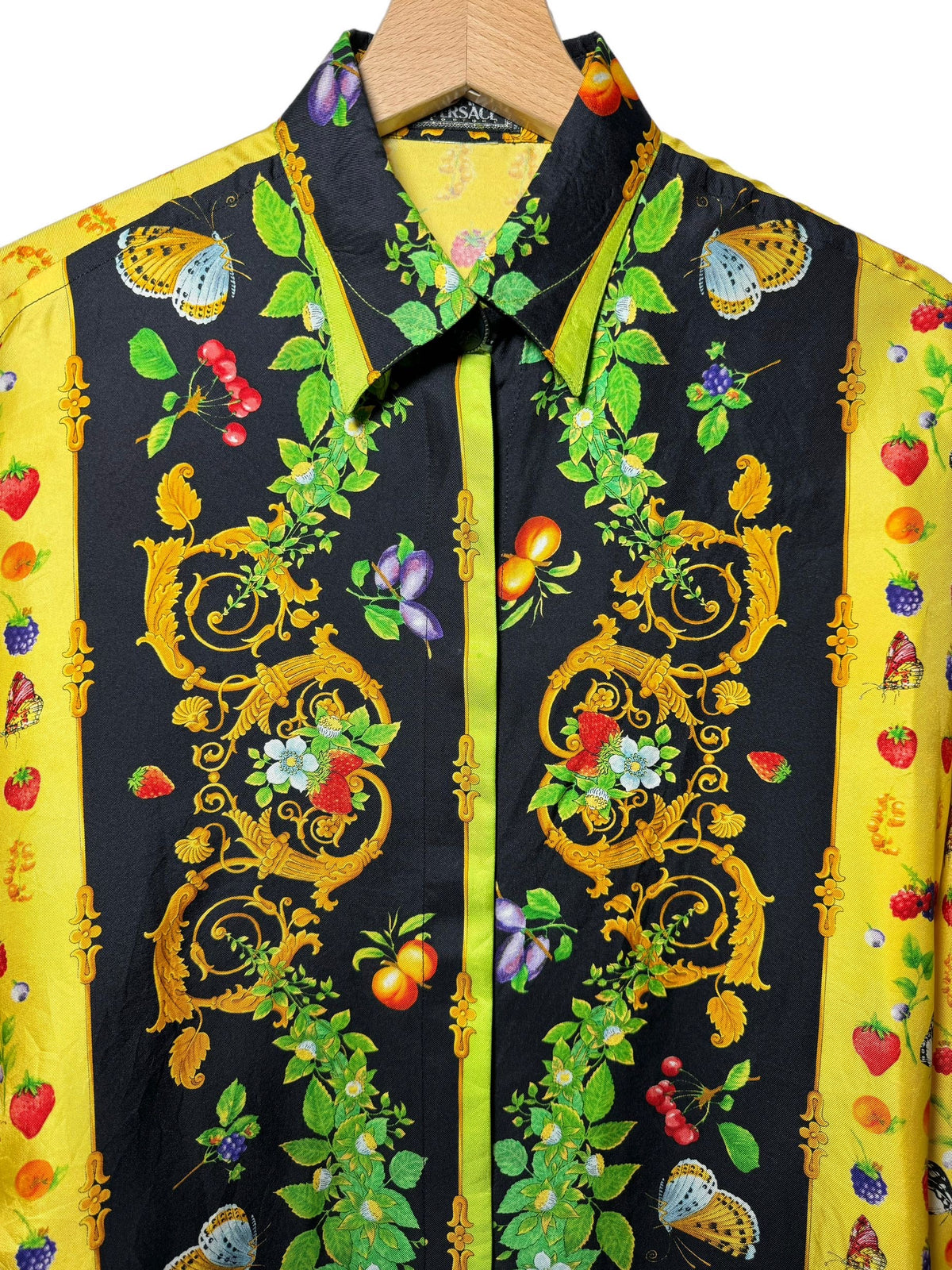 Gianni Versace camicia vintage donna stampa frutta e farfalle seta — foto 2