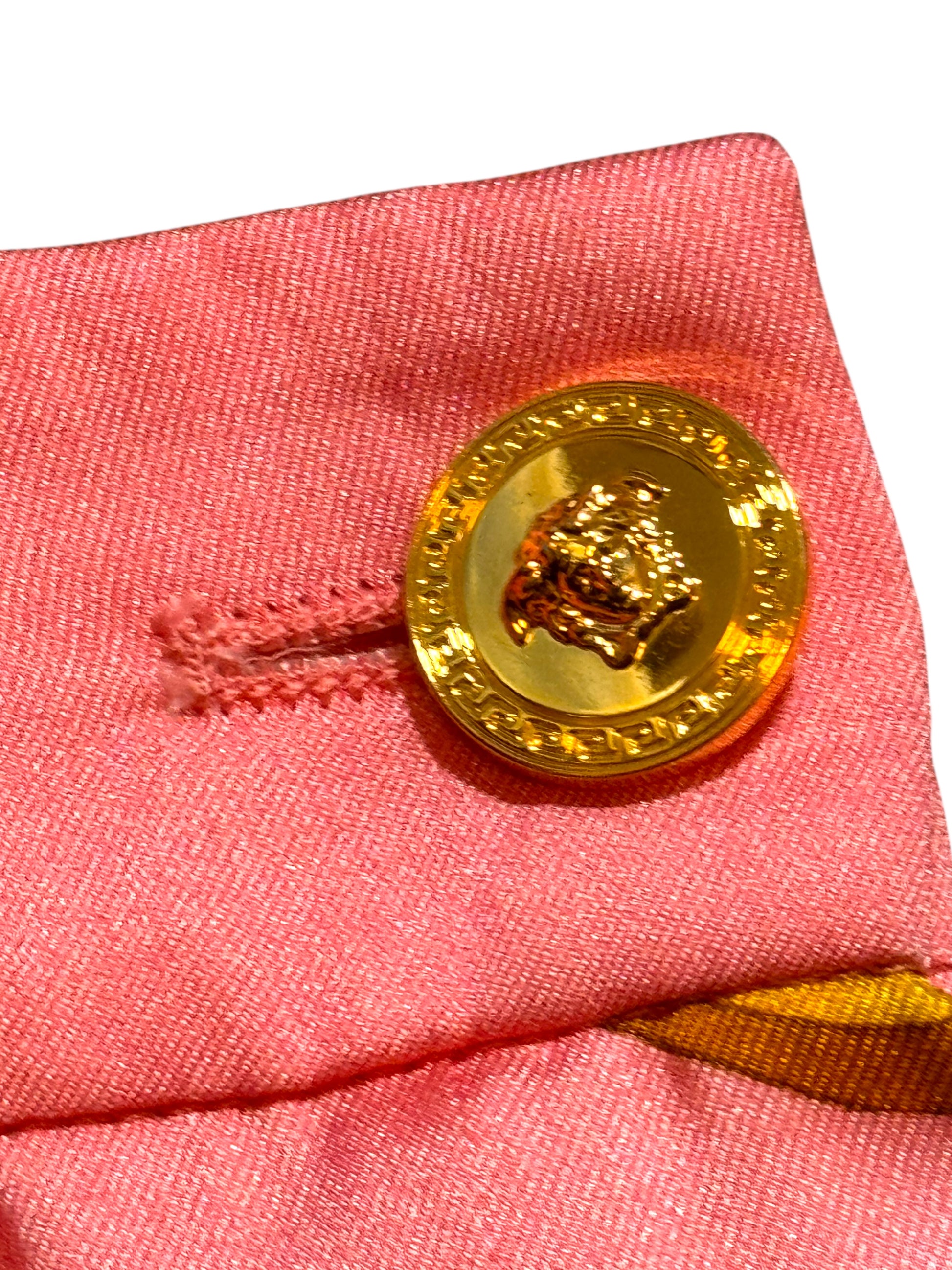Gonna Versace rosa stampa barocca oro plissé tg 38 — foto 3