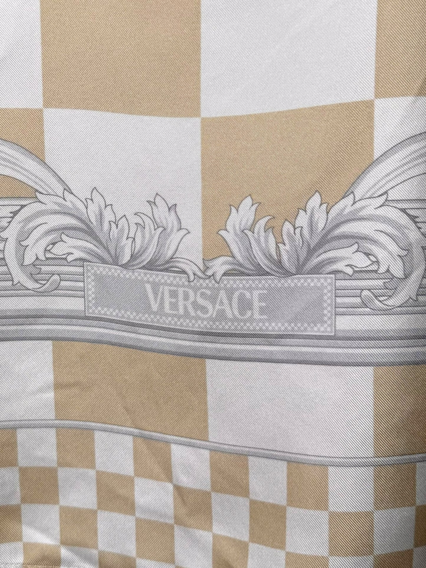 Camicia Versace in seta 100% motivo Medusa e scacchi Made in Italy (M)