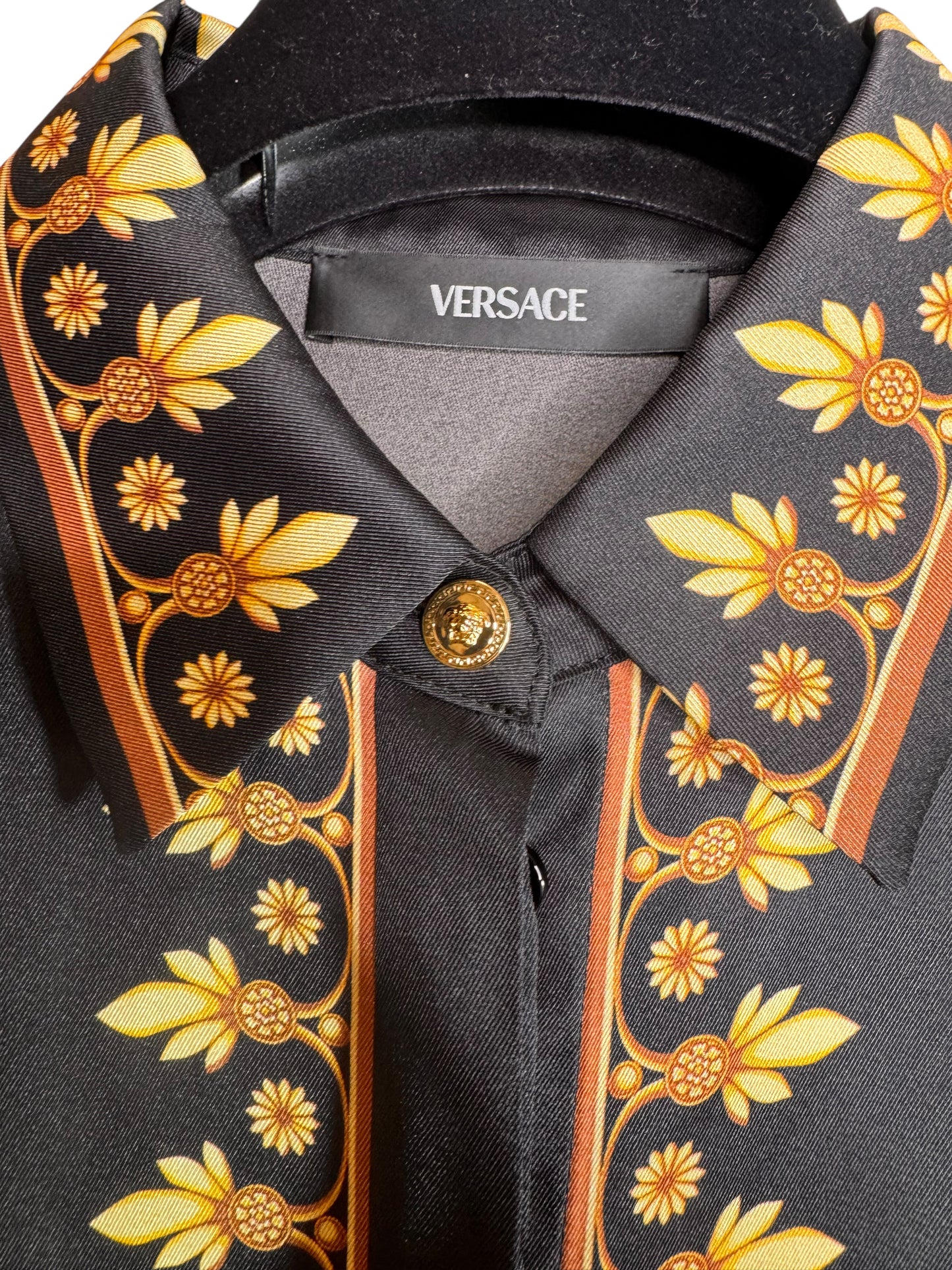 Abito chemisier Versace barocco nero oro tg 42 con bottoni Medusa — foto 12