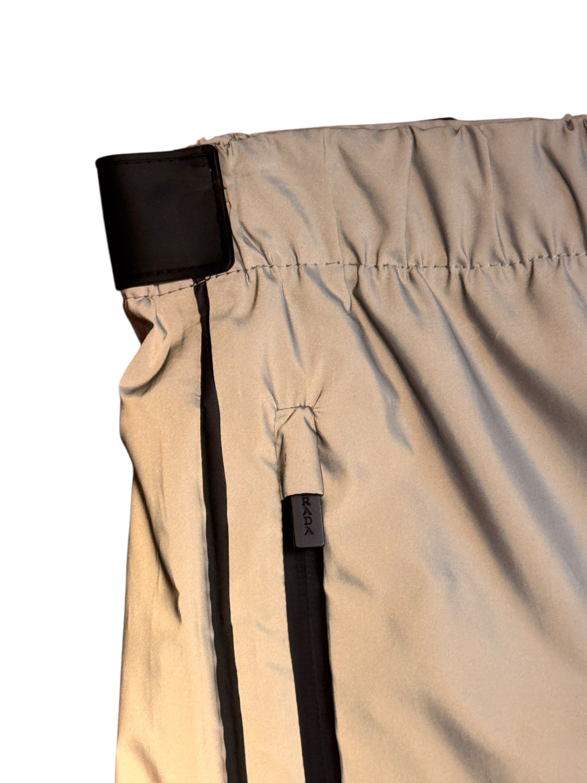 Prada pantaloni sportivi nylon grigio bande nere logo rosso tg 48 — foto 4