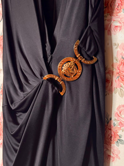 Abito Versace Nero Medusa Draped Jersey Made in Italy — foto 6