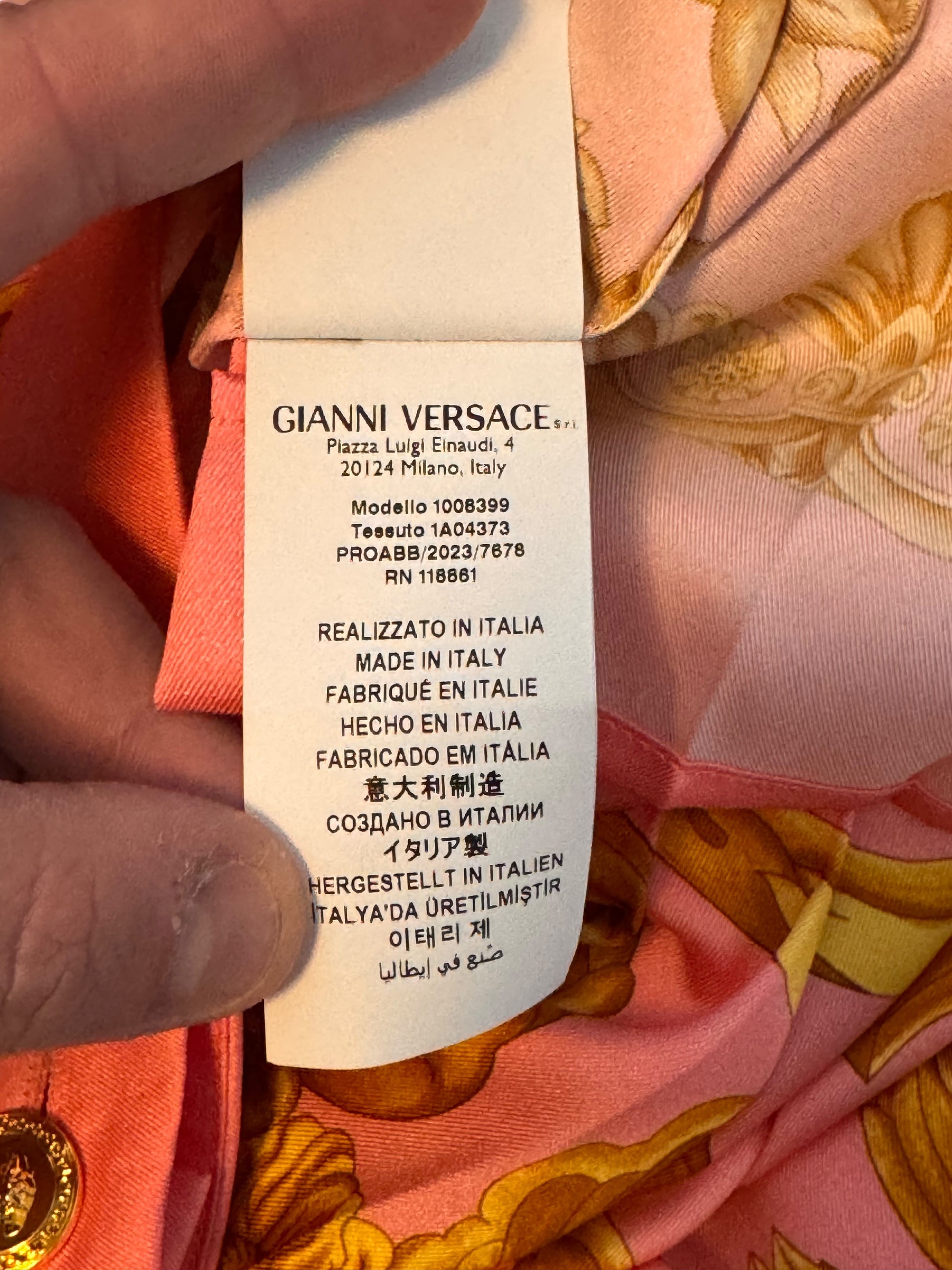 Gonna Versace rosa stampa barocca oro plissé tg 38 — foto 7