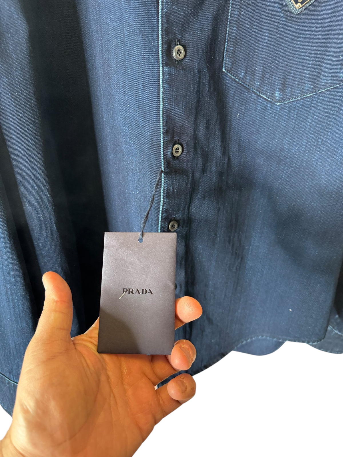 Camicia Prada Uomo Denim Blu 100% Cotone Taglia 39 — foto 2