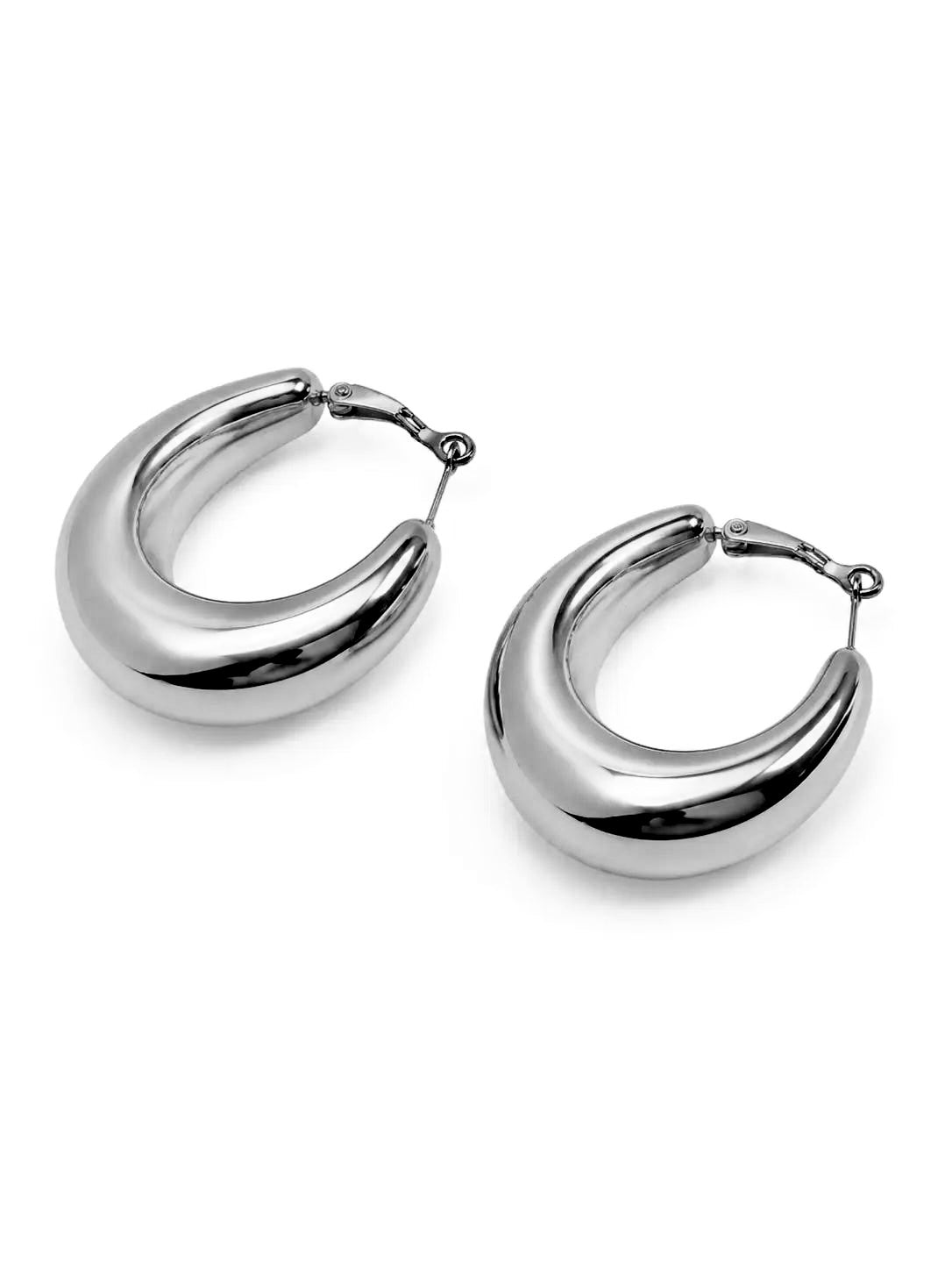 Orecchini argentati chubby a cerchio 3,5 cm