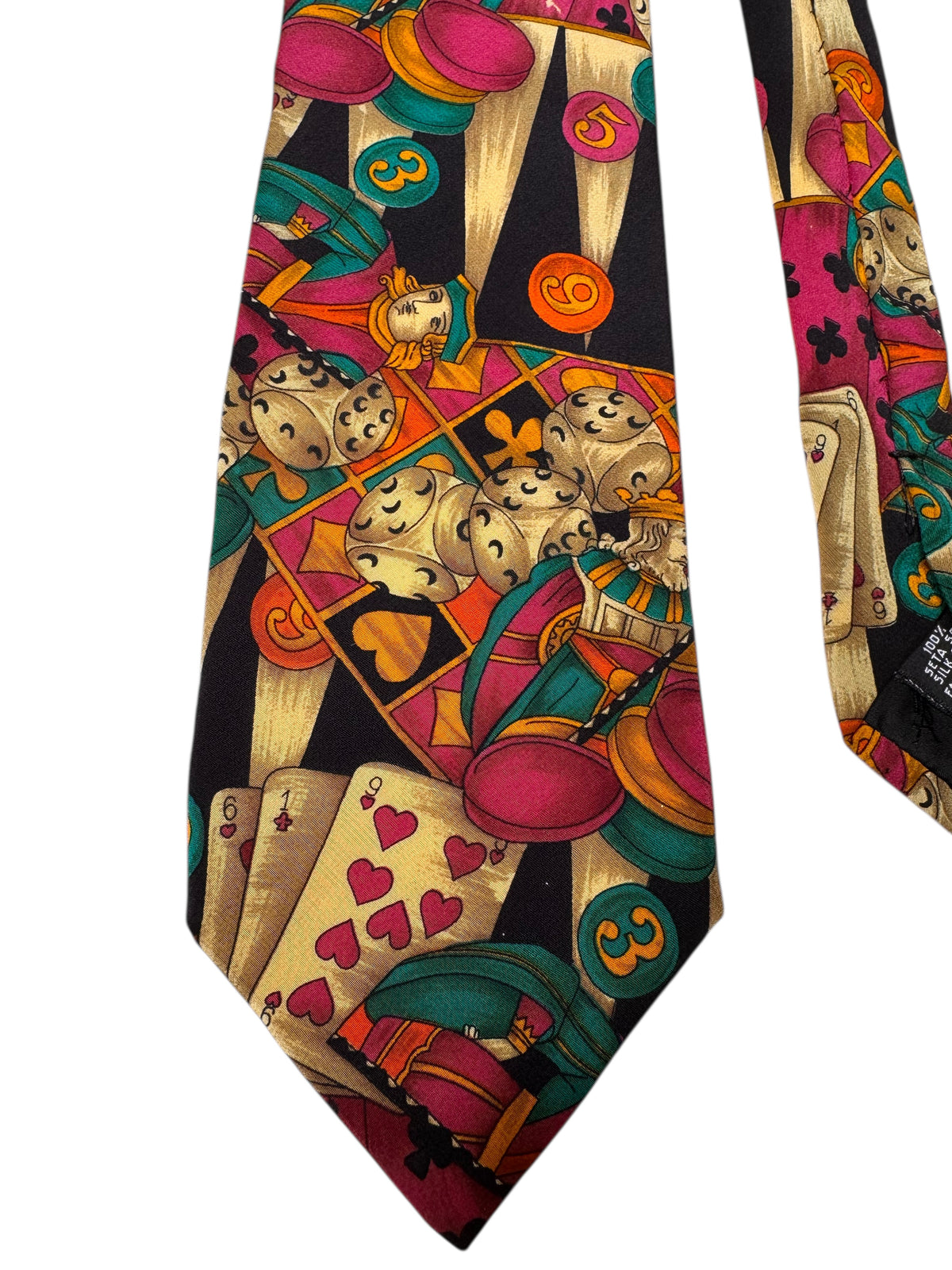 Cravatta Yves Saint Laurent vintage in seta fantasia carte da gioco — foto 3