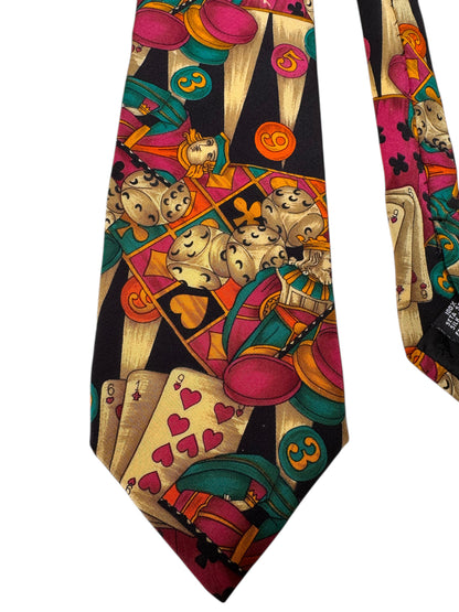 Cravatta Yves Saint Laurent vintage in seta fantasia carte da gioco — foto 3