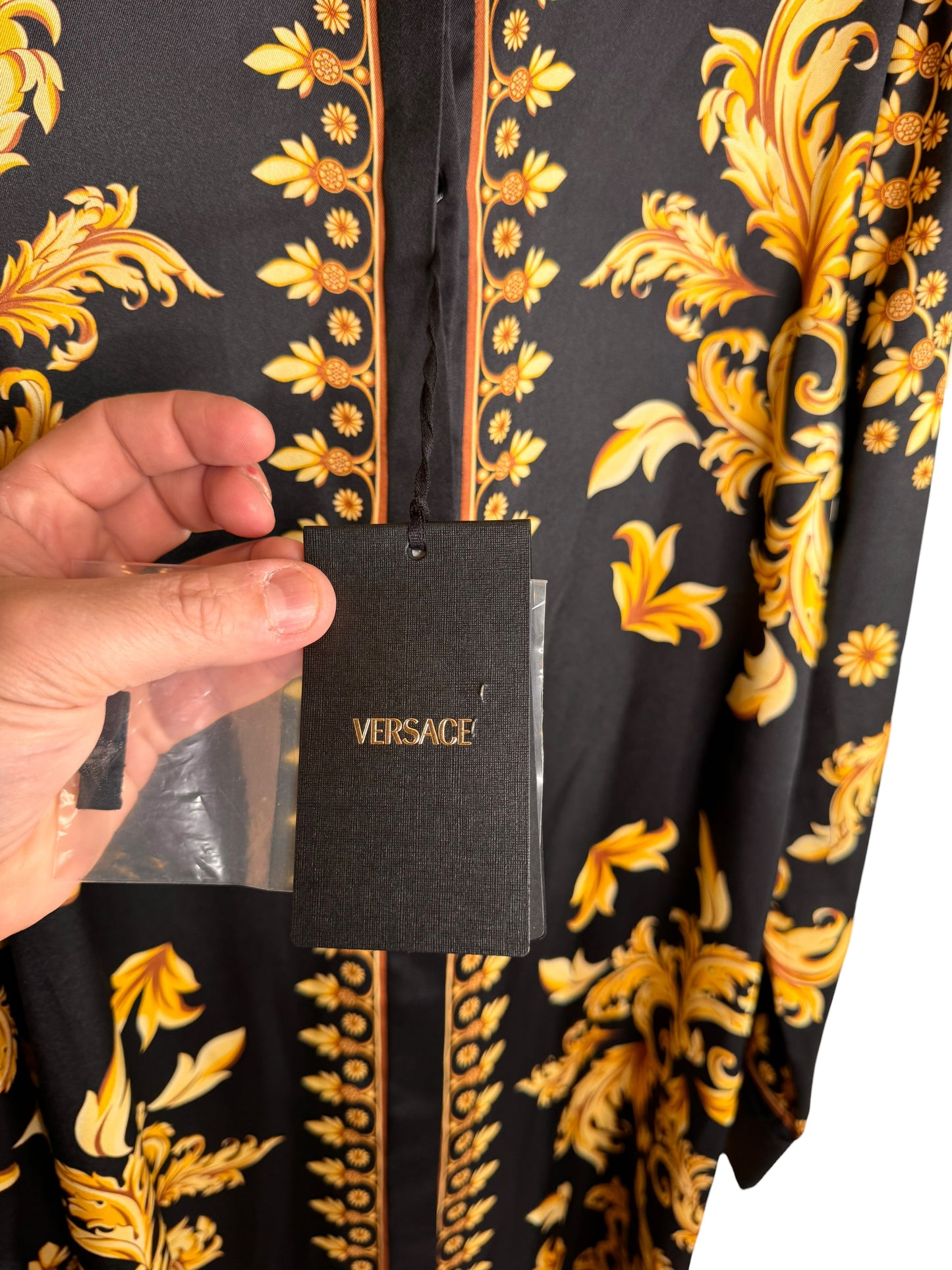 Abito chemisier Versace barocco nero oro tg 42 con bottoni Medusa — foto 10