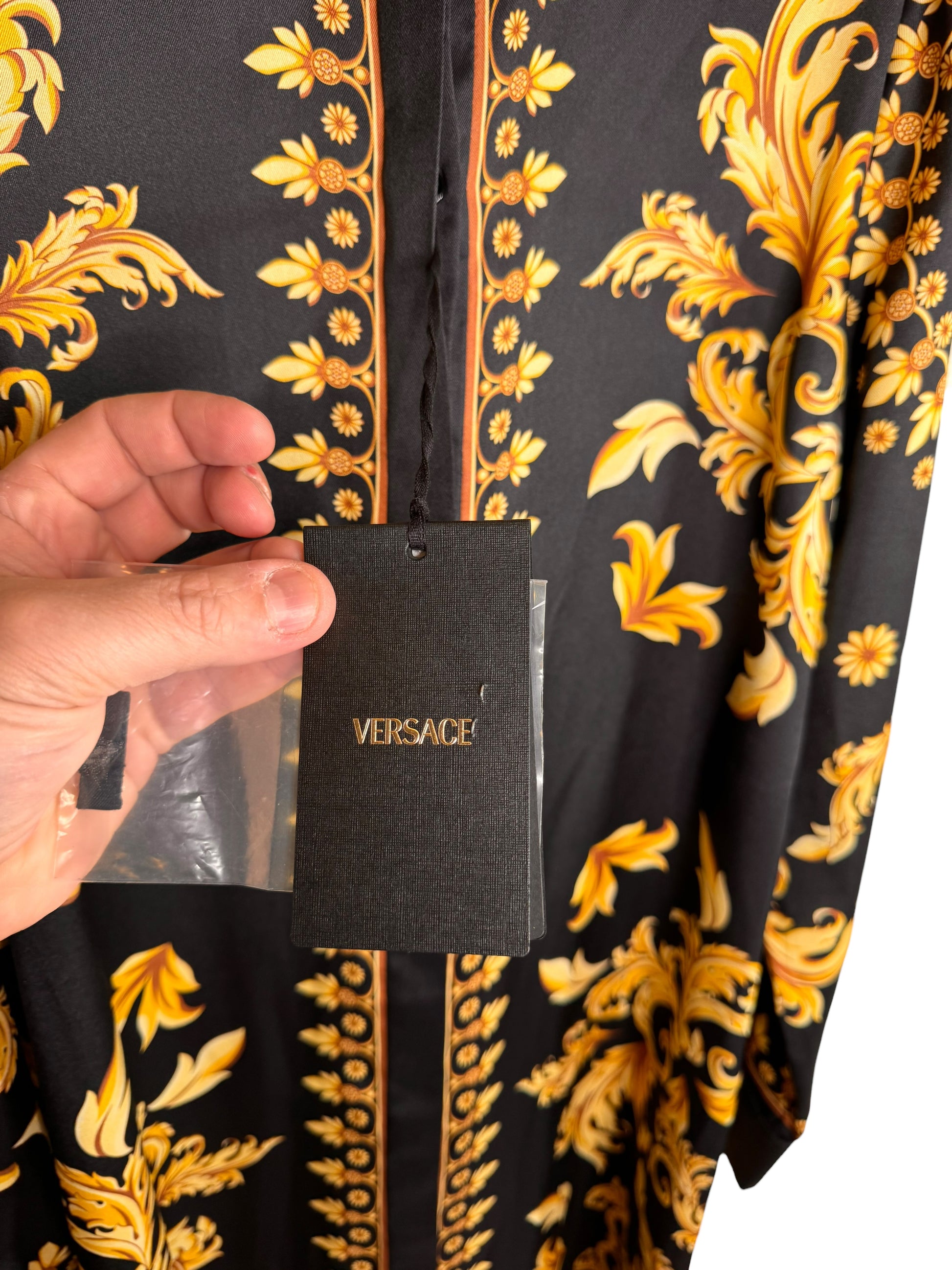 Abito chemisier Versace barocco nero oro tg 42 con bottoni Medusa — foto 10