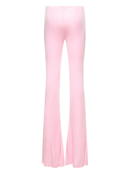 Versace x Dua Lipa Pantaloni Flare Rosa con Drappeggio Vita – Taglia 42