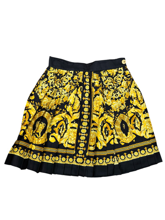 Gonna Versace seta twill stampa barocco oro taglia 38 Medusa