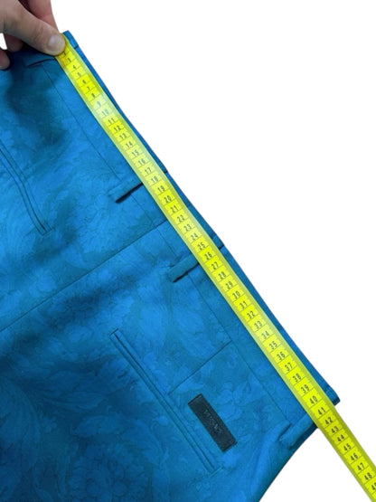 Pantaloni Versace turchesi in jacquard barocco - Taglia 48.