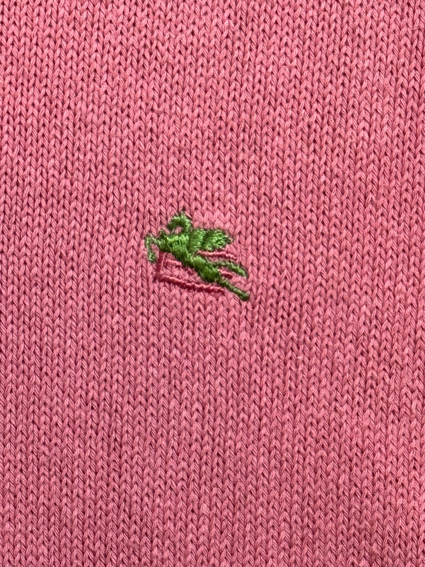 Maglione Etro Milano rosa 100% cotone ricamo logo taglia XL