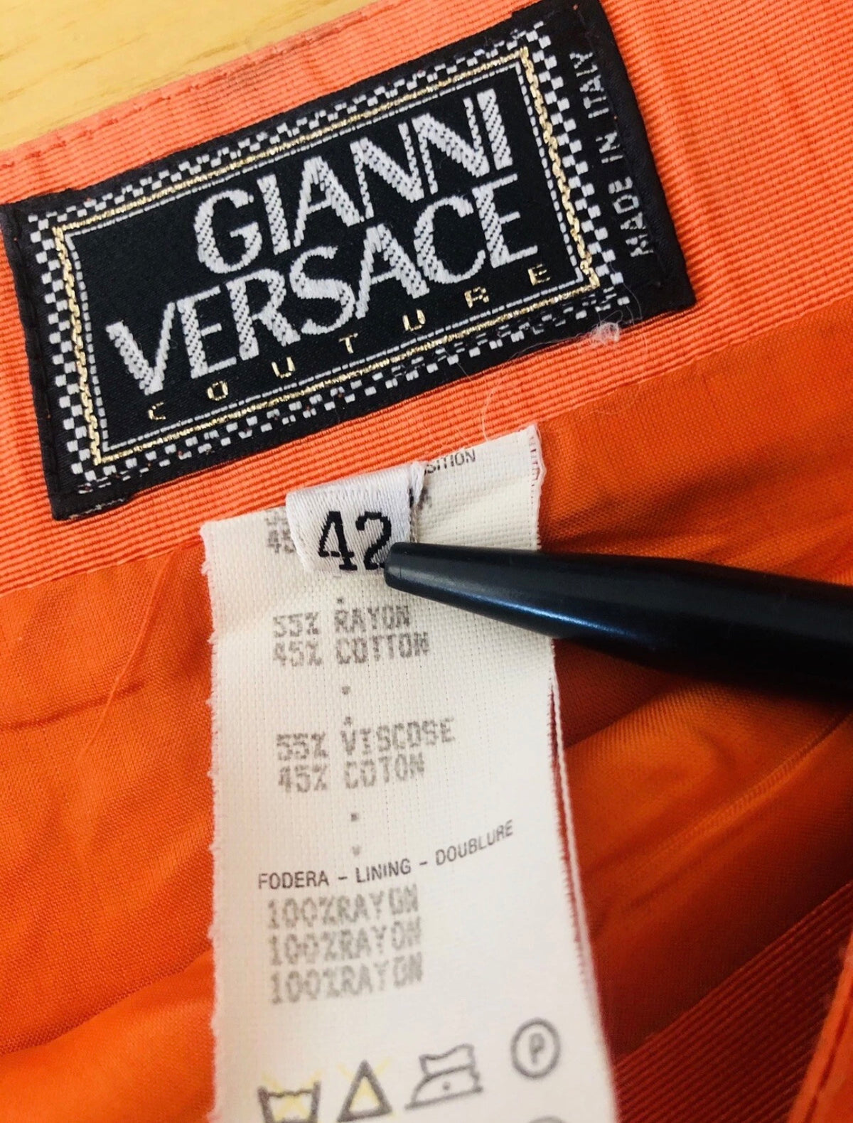 Gianni Versace Couture gonna stampa Sole Barocco arancio — foto 4