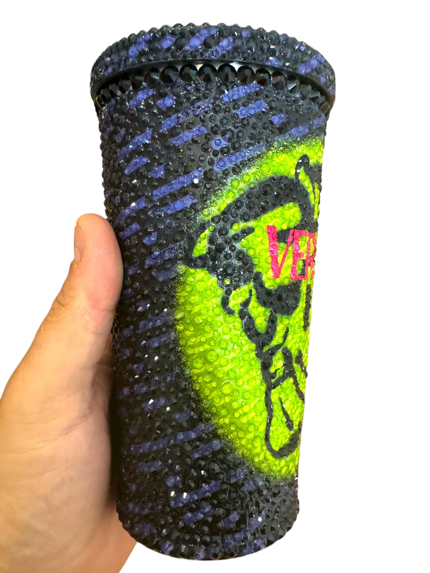 Versace thermos in metallo con cristalli
