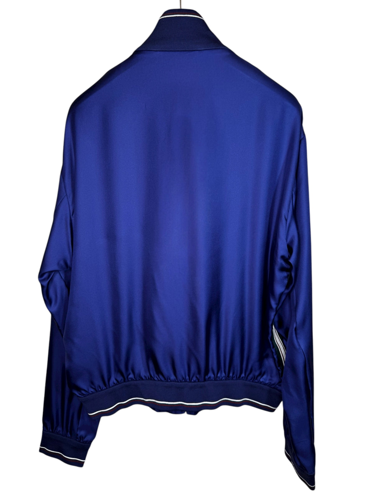 Prada giacca in seta blu con profili tricolore — foto 5
