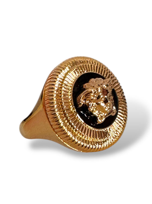 Anello Versace Medusa Gold Tone Fashion Jewelry Made in Italy Taglia 21