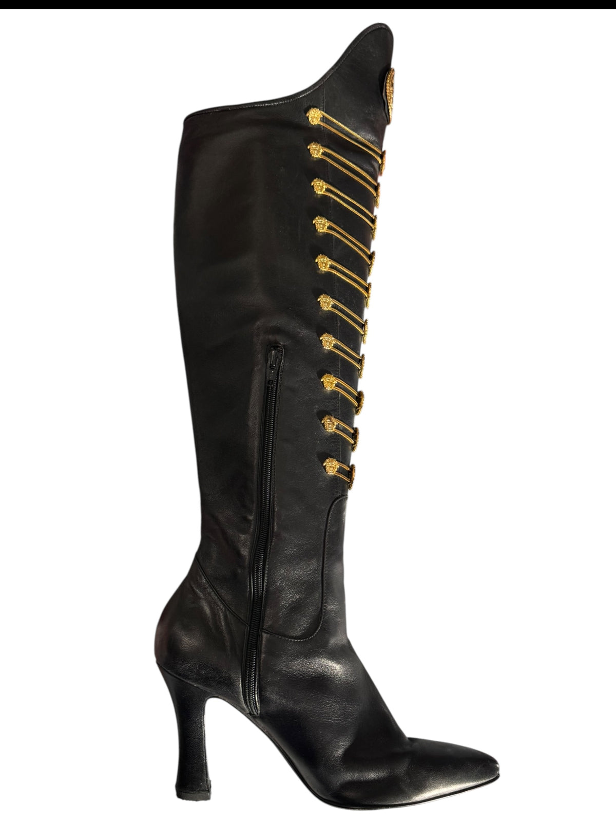 Stivali Gianni Versace Couture FW 1993 Medusa Leather Boots 38.5 Vintage — foto 10
