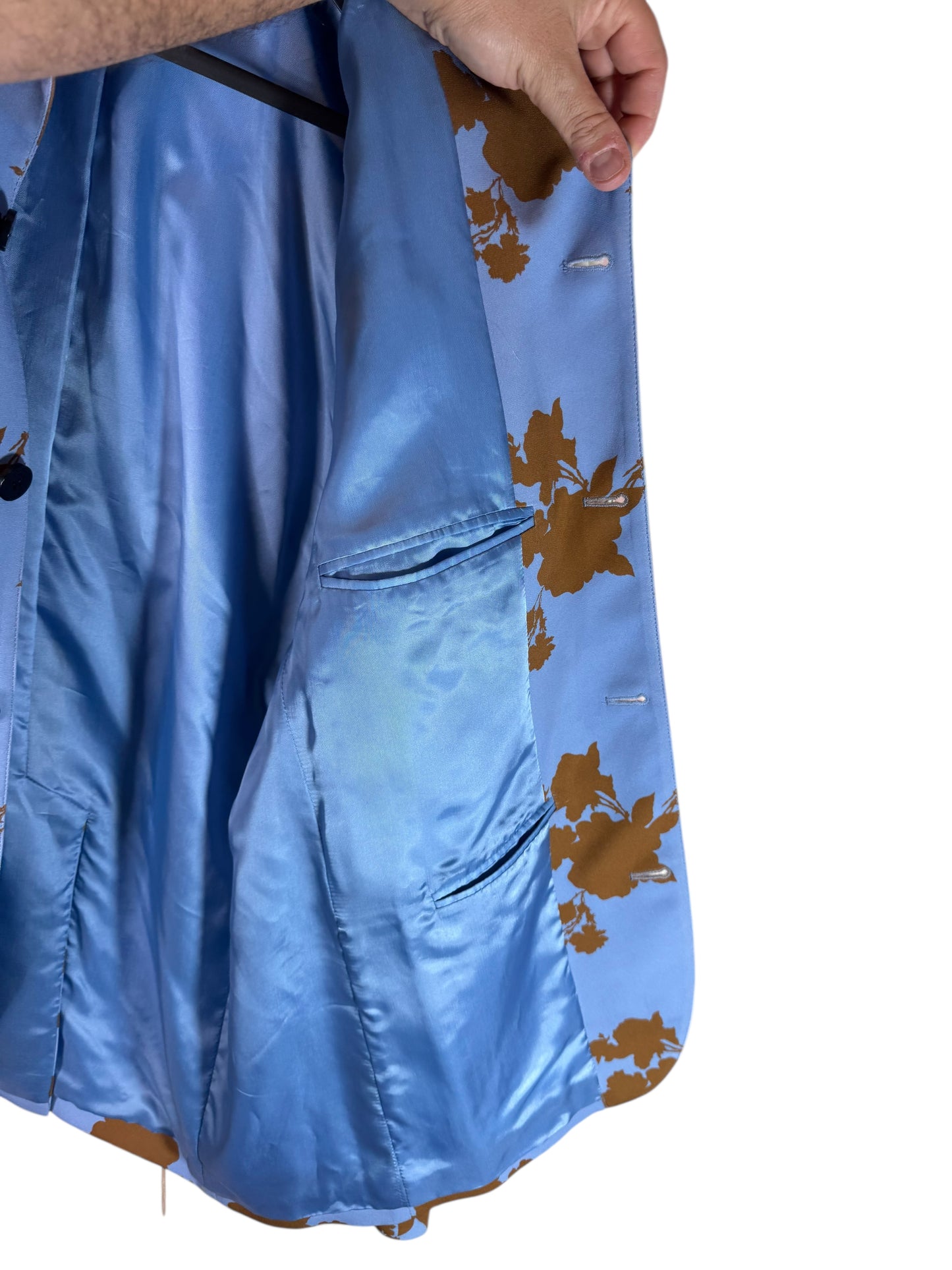 Giacca Versace azzurra con stampa floreale – Taglia 48 (M)