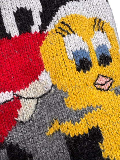 Maglione vintage lana grigio Sylvester & Tweety ricamo frontale - taglia L