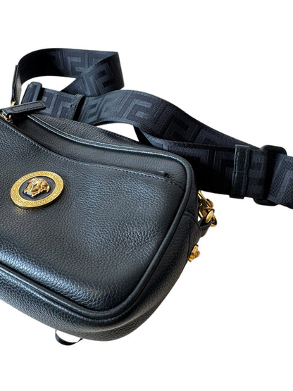 Versace Borsa a Tracolla Uomo in Pelle Nero con Medusa