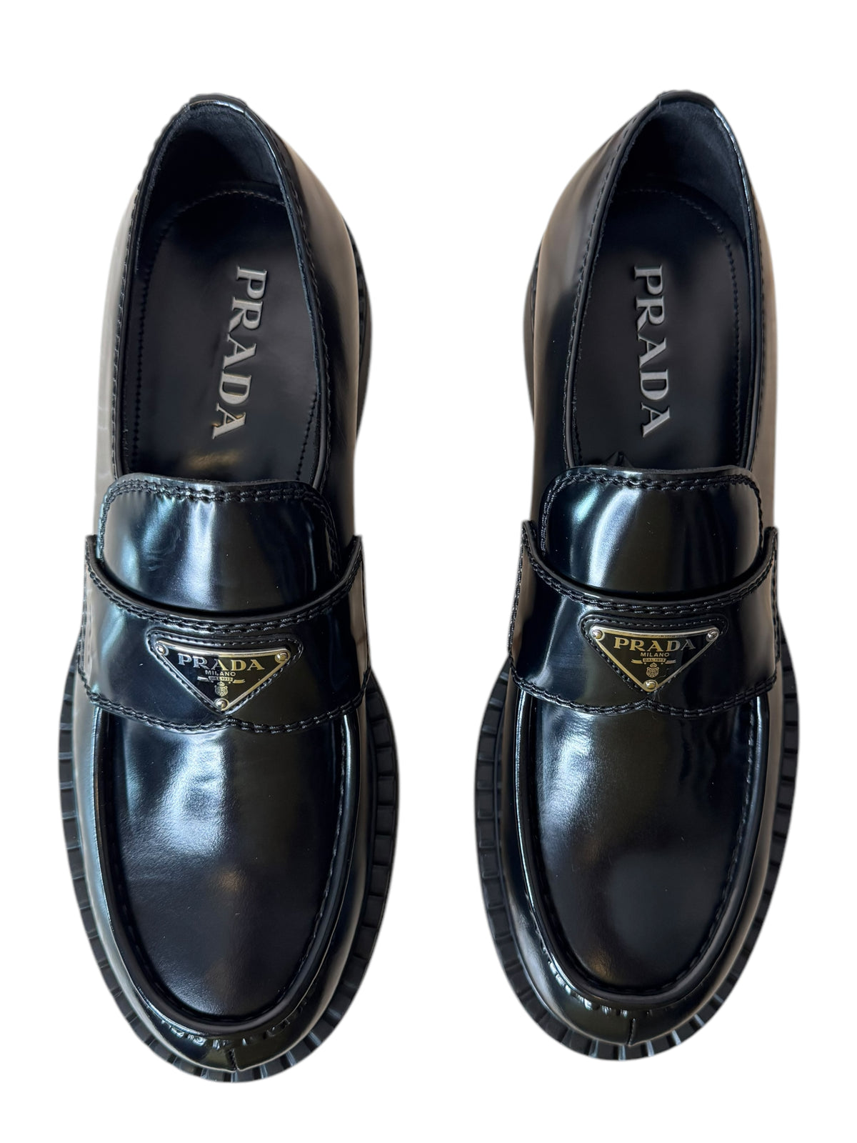 Prada mocassini in Pelle Spazzolata Nera Uomo