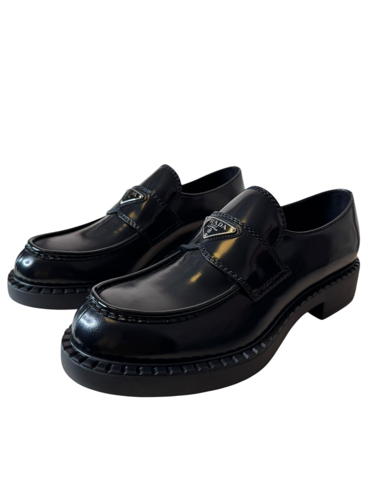 Prada mocassini in Pelle Spazzolata Nera Uomo — foto 4