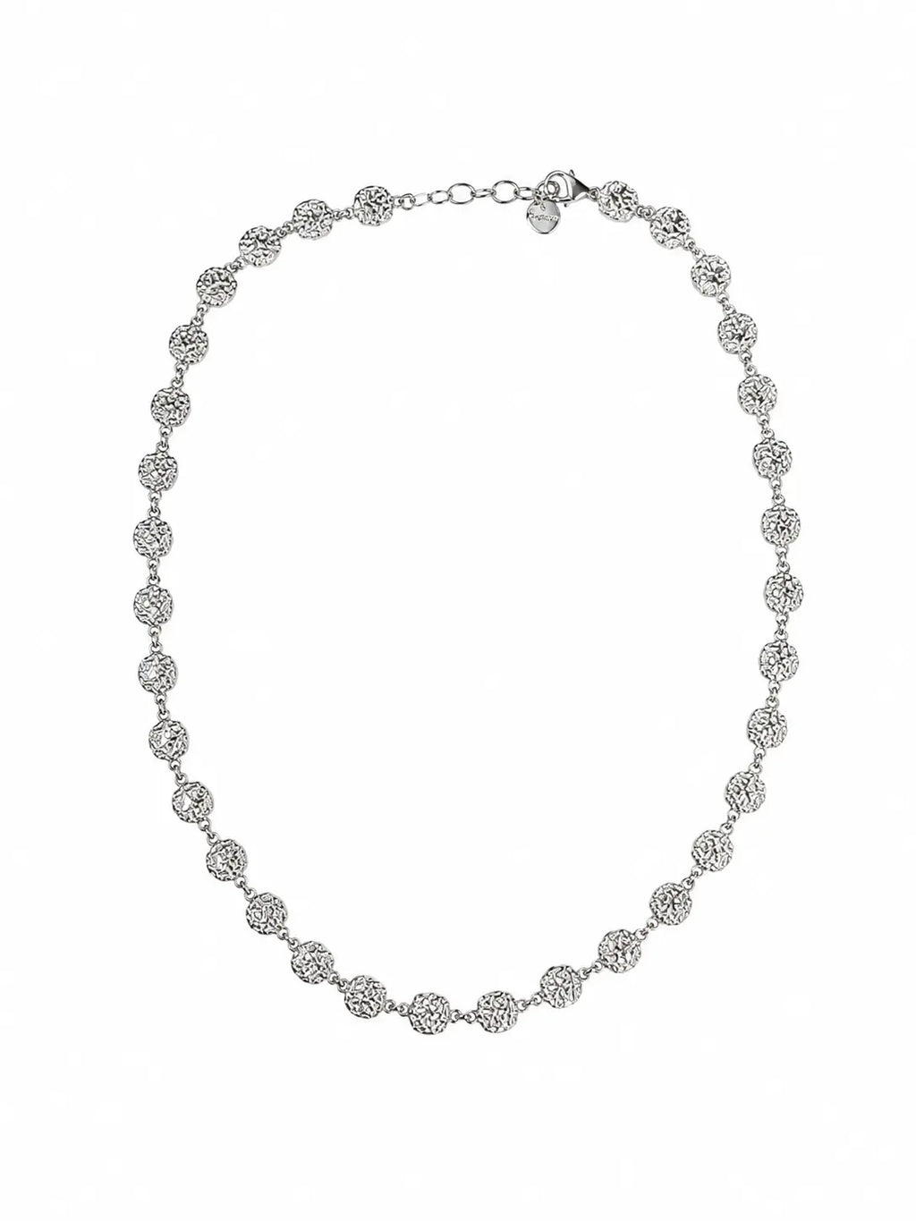 Collana argentata con medaglioni martellati
