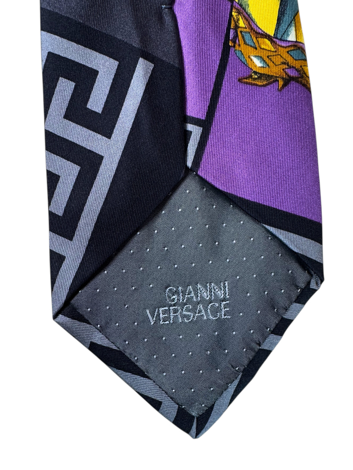 Cravatta Vintage Gianni Versace – Maschere Teatrali e Figure Arlecchino – 100% Seta Made in Italy — foto 8