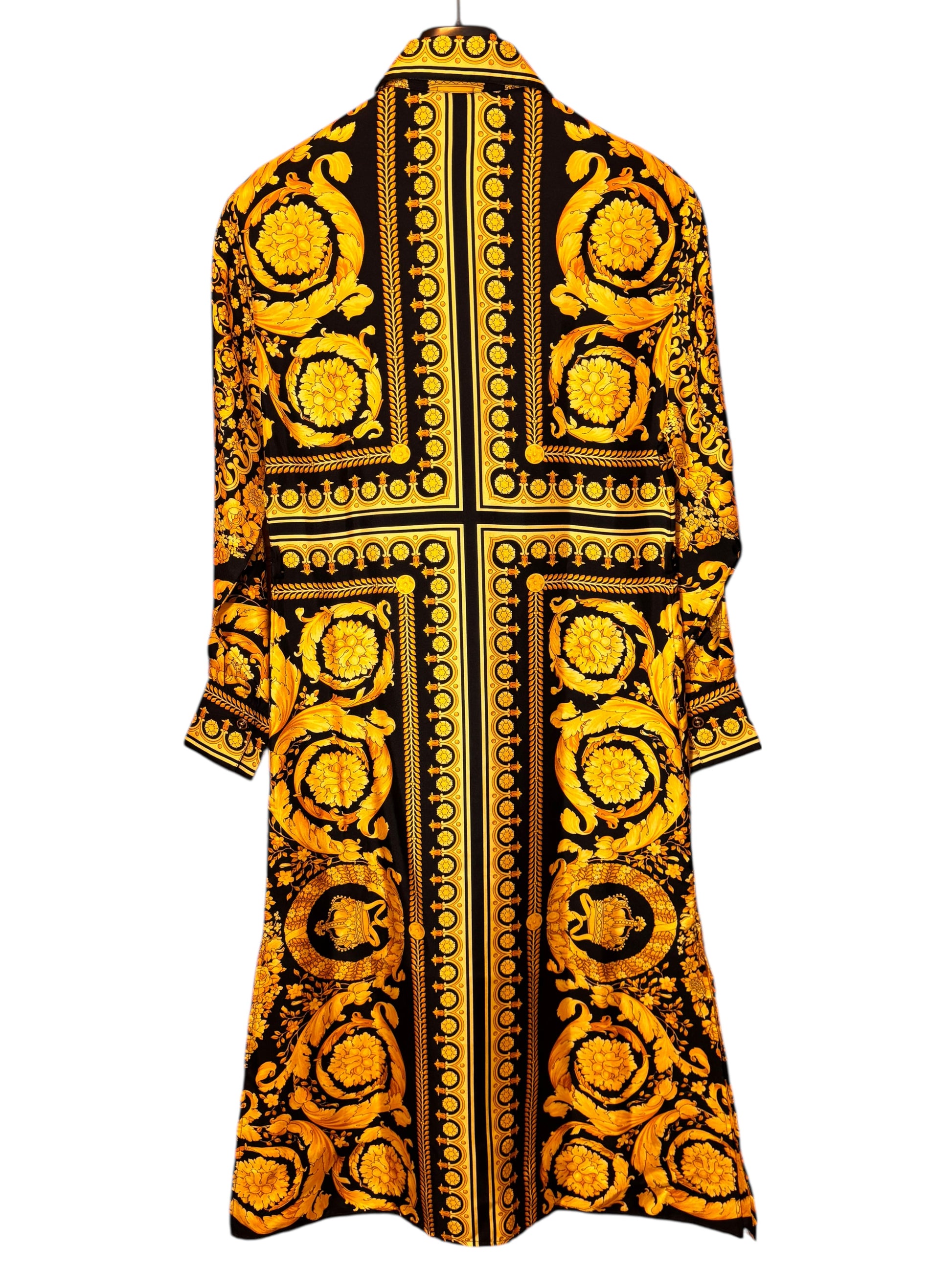 Abito camicia Versace Tribute Baroque SS 1992 seta nera oro tg 36 — foto 4
