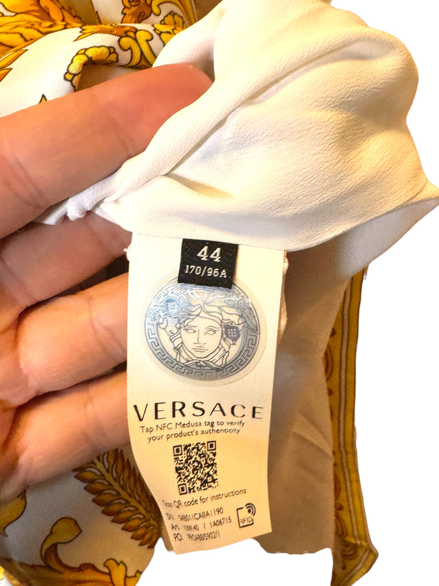 Versace abito corto stampa barocca oro viscosa Made in Italy nuovo — foto 7