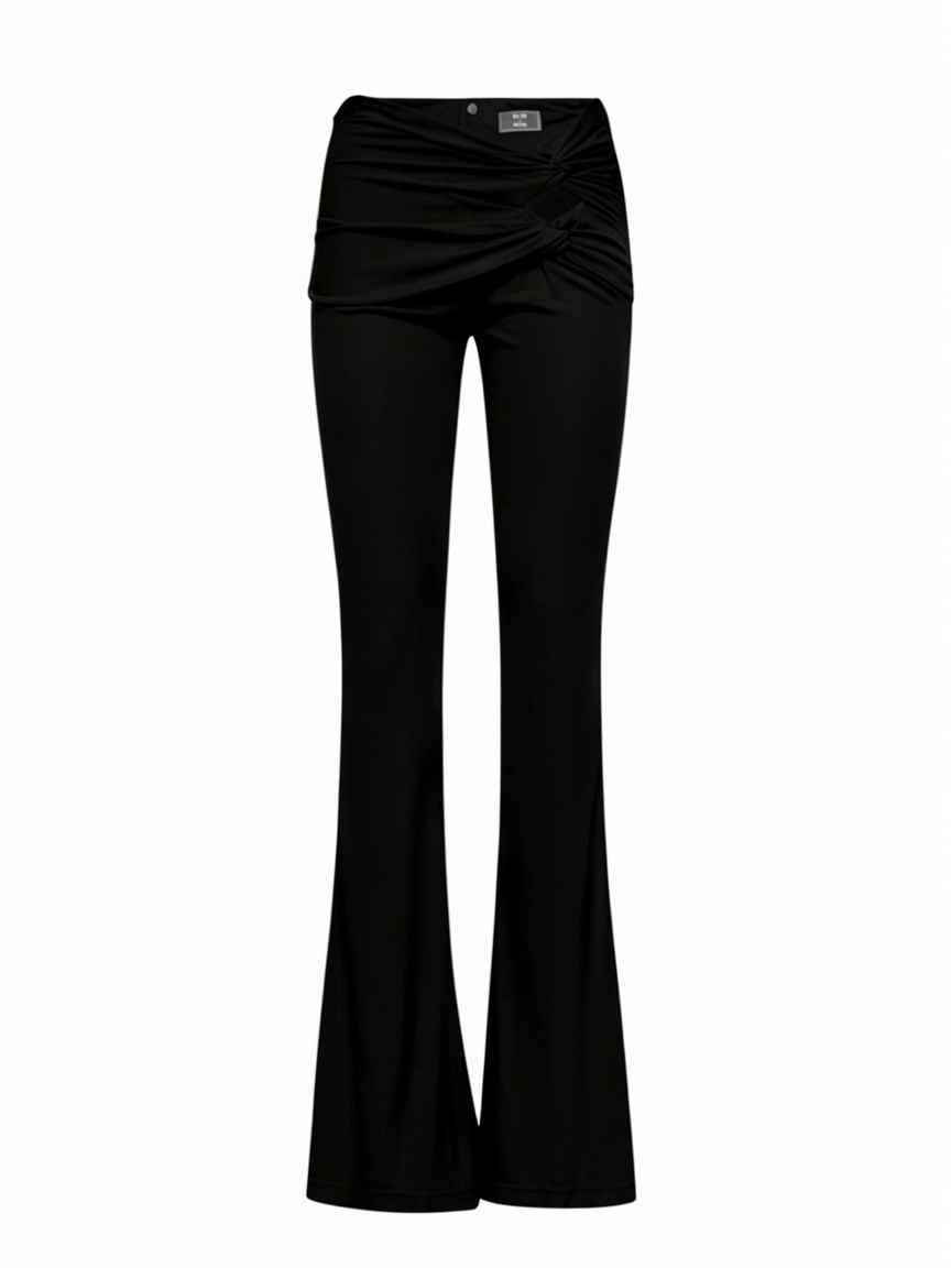 Versace x Dua Lipa pantaloni flare neri in viscosa vita drappeggiata 44 IT — foto 3