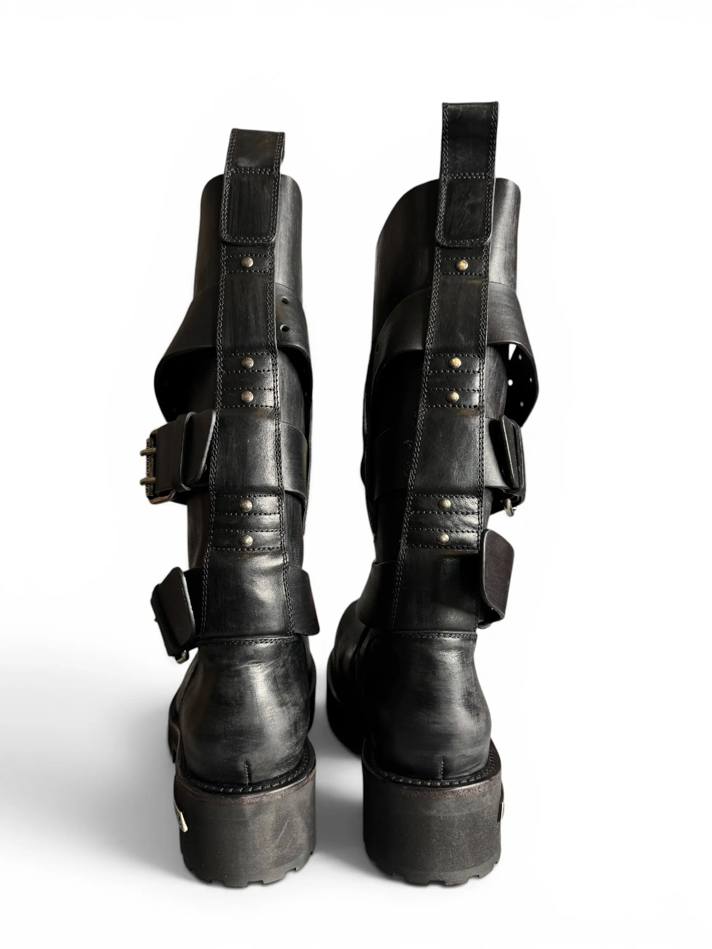 Balenciaga Venom Boot biker pelle nera distressed - taglia 42